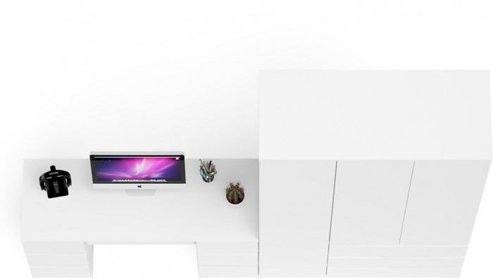 Мори Стол компьютерный МС-2 + Шкаф МШ1200.1, цвет белый, ШхГхВ 255,8х50,4х209,6 см., универсальная сборка