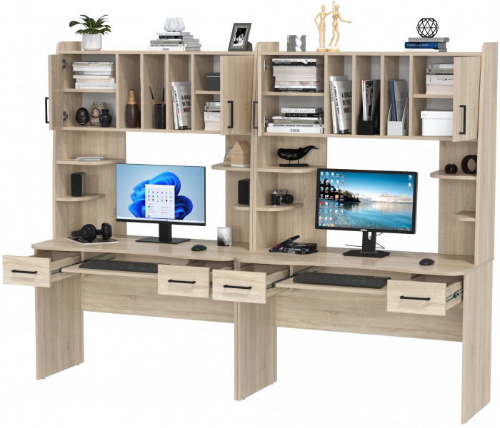 Два стола рабочих 6-0604дубсон Бета, дуб сонома