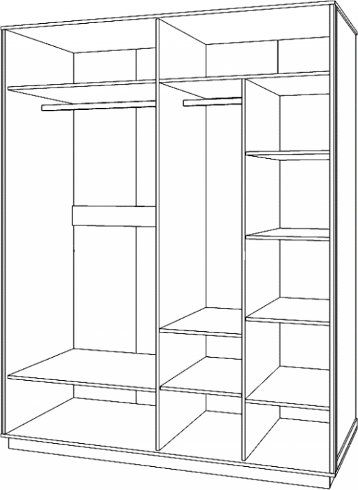Шкаф 4-х дверный с зеркалом "Тиффани" - Бетон пайн светлый/Дуб шале графит