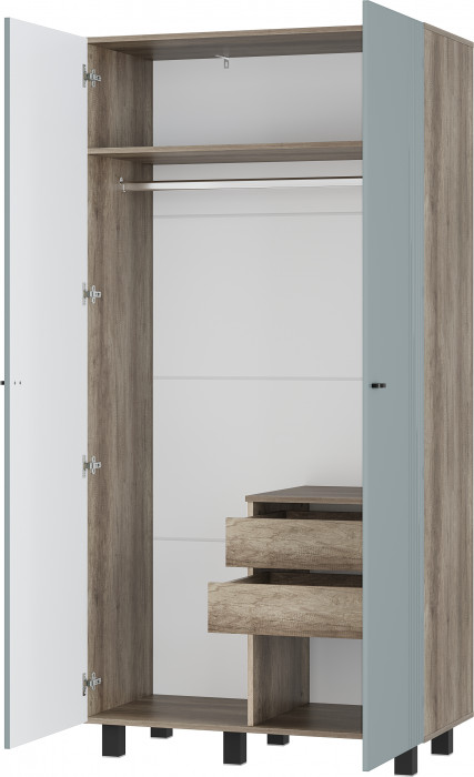 Шкаф 2-х створчатый "Олива" ШК-03 Дуб каньон/МФ11 Шарли бриз