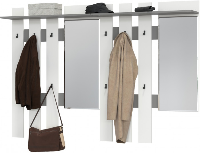 Лира ГК 2-3814+2-3814графбел Вешалка с зеркалом, графит/белый