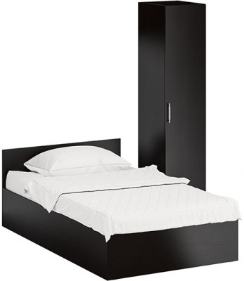 Кровать 1200 + Пенал Стандарт, цвет венге, ШхГхВ 123,5х203,5х70 + 45х52х200 см., сп.м. 1200х2000 мм., без матраса, основание есть