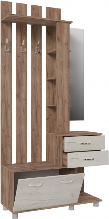 Модульная прихожая Микс-Арт, Крафт табачный/Крафт серый