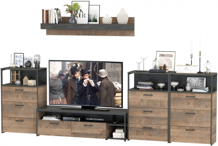 Трувор Гостиная 107, дуб гранж песочный/интра