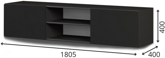 Тумба под ТВ 2Д Альда, Черный/Черный глянец