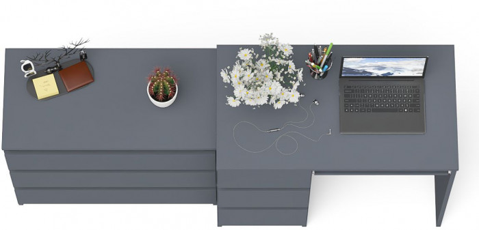 Мори компьютерный стол МС-6 левый + Комод МК800.1, графит