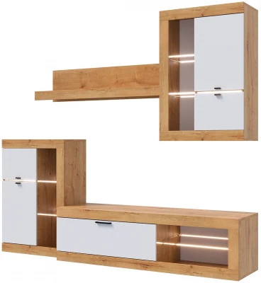 Прага Модульная Гостиная, вариант №1, вотан/Белый глянец