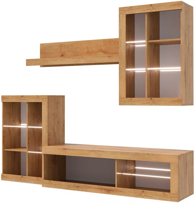 Прага Модульная Гостиная, вариант №1, вотан/Белый глянец