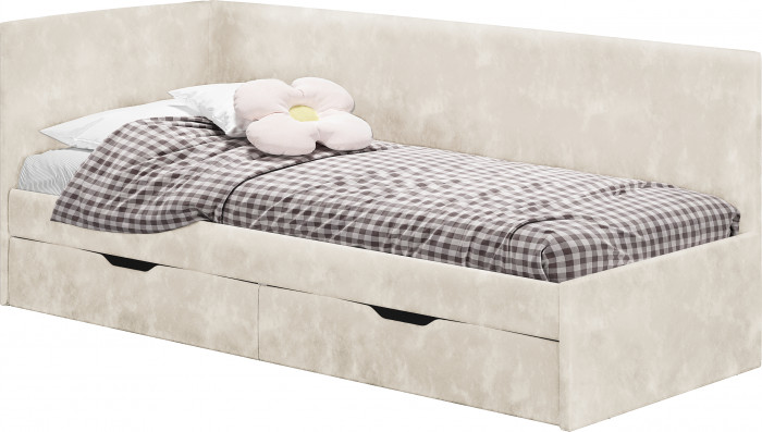 Кровать односпальная "Лео" КР-49 Белый/Мокко/ЛДСП настил