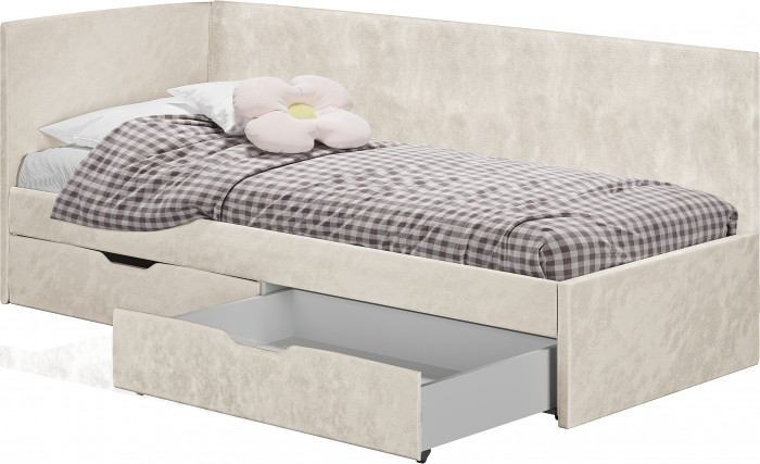 Кровать односпальная "Лео" КР-49 Белый/Мокко/ЛДСП настил