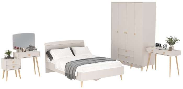 Афина Спальня 15-1400, цвет кашемир серый, сп.м. 1400х2000 мм., б/м, основание есть - фанера