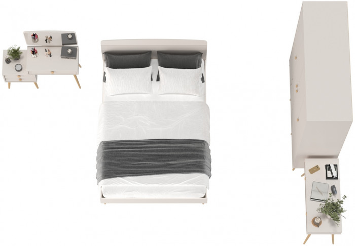 Афина Спальня 15-1400, цвет кашемир серый, сп.м. 1400х2000 мм., б/м, основание есть - фанера