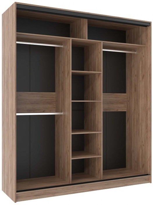 Шкаф-купе трехдверный с зеркалом 2000 Домашний Дуб табачный Крафт