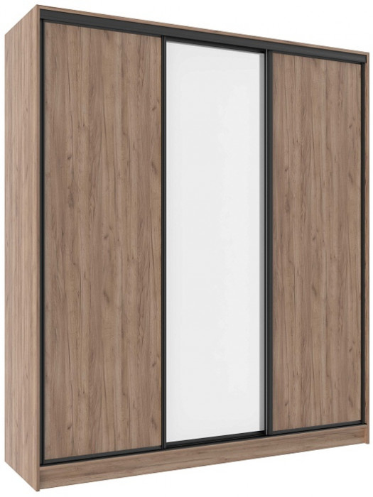 Шкаф-купе трехдверный с зеркалом 2000 Домашний Дуб табачный Крафт