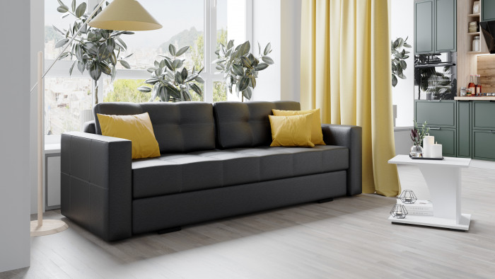 Диван раскладной Брэй экокожа черный