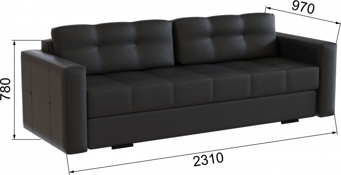 Диван раскладной Брэй экокожа черный