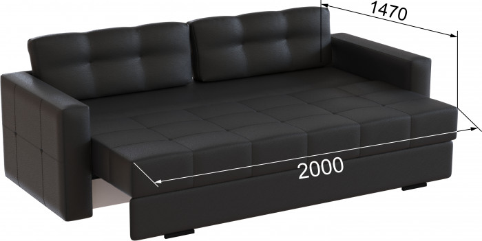 Диван раскладной Брэй экокожа черный
