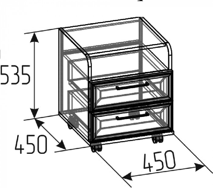 Тумба офисная Аурелио 94, Блэквуд Сатиновый - Белый