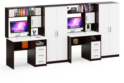 С-МД-СК9 Компоновка № 08, цвет венге/белый шагрень, ШхГхВ 344х70х160 см., НЕ универсальная сборка