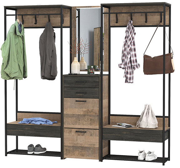 Трувор Прихожая 245, цвет дуб гранж песочный/интра, ШхГхВ 210х37х194,2 см., универсальная сборка