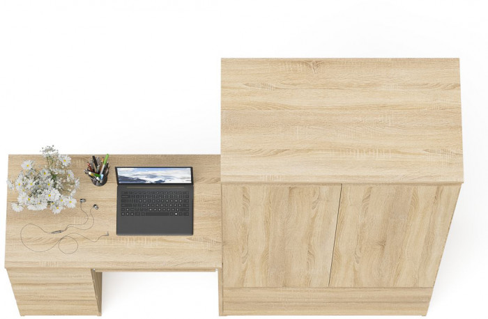Мори Стол компьютерный МС-6 левый + Шкаф МШ900.1, цвет дуб сонома, ШхГхВ 180,4х50,4х179,6 см., выдвижные ящики слева, НЕ универсальная сборка