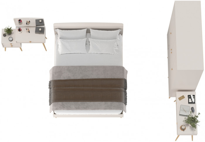 Афина Спальня 15-1600, цвет кашемир серый, сп.м. 1600х2000 мм., б/м, основание есть - фанера