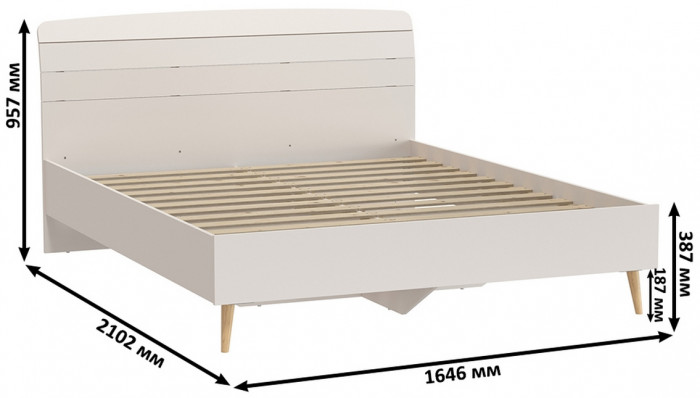 Афина Спальня 15-1600, цвет кашемир серый, сп.м. 1600х2000 мм., б/м, основание есть - фанера