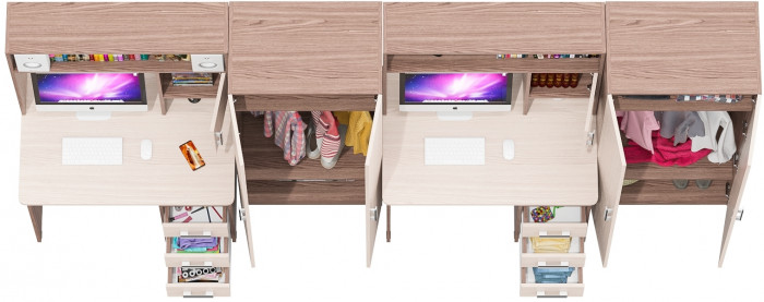 С-МД-СК9 Компоновка № 08, цвет ясень шимо светлый/ясень шимо тёмный, ШхГхВ 344х70х160 см., НЕ универсальная сборка