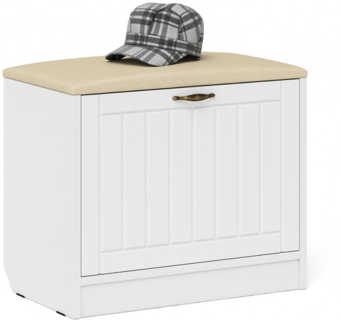 Прихожая П-6 Тумба + Зеркало, белая шагрень/фасады МДФ белое дерево фрезеровка прованс