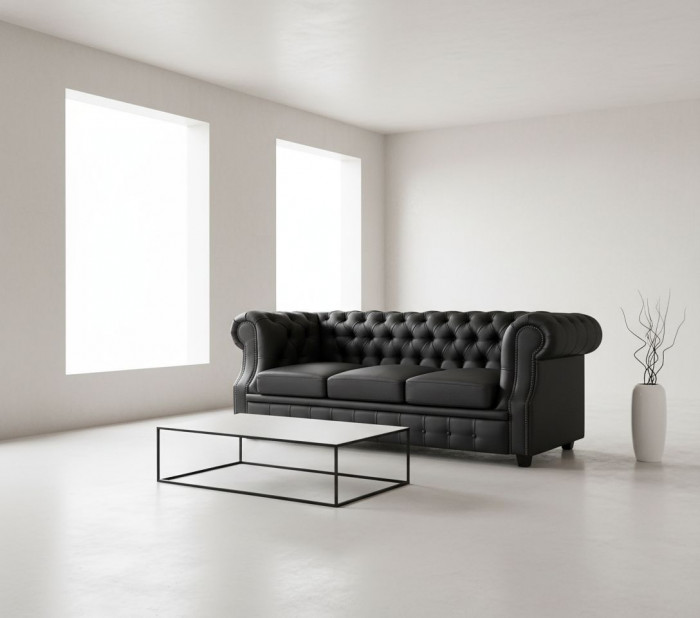 Диван Честер ЛОФТ 3-х местный, черный