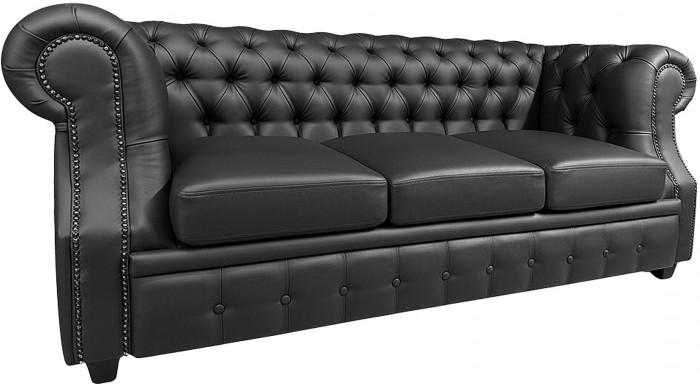 Диван Честер ЛОФТ 3-х местный, черный