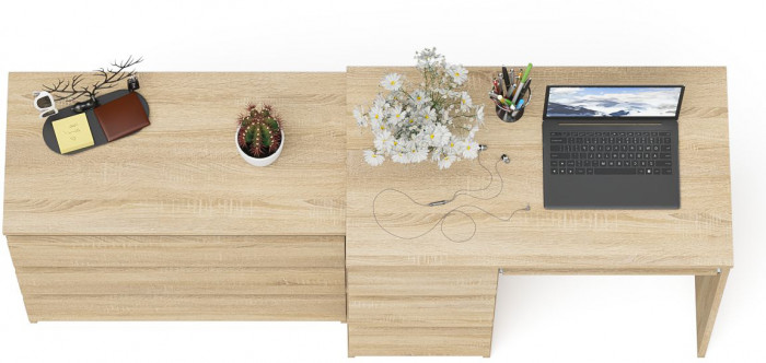Мори компьютерный стол МС-6 левый + Комод МК800.1, дуб сонома