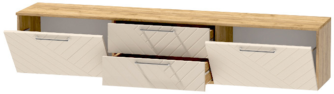 Тумба-4 под ТВ подвесная "Иннэс-7", Крафт золотой/Тирамису матовый