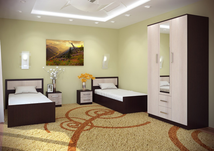 Шкаф 3-х дверный Фиеста, венге/лоредо