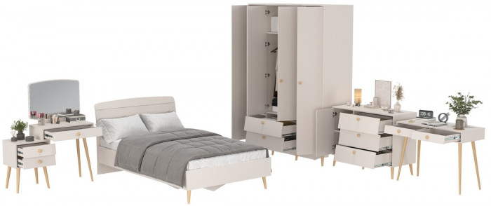 Афина Спальня 16-1200, цвет кашемир серый, сп.м. 1200х2000 мм., б/м, основание есть - фанера