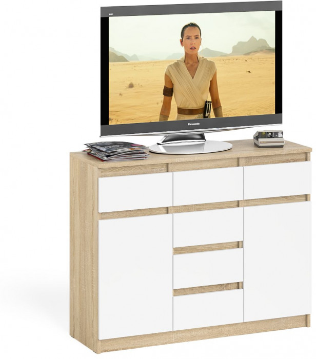 Мори Комод МК1200.4, цвет дуб сонома/белый, ШхГхВ 120,4х41х94 см.