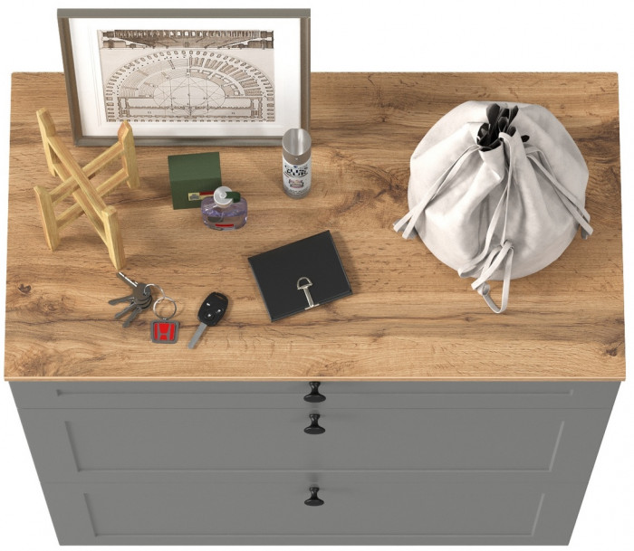 Остин 16.121 Тумба для обуви, серый графит/дуб крафт золотой