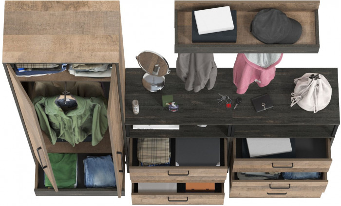 Трувор Прихожая 207, дуб гранж песочный/интра