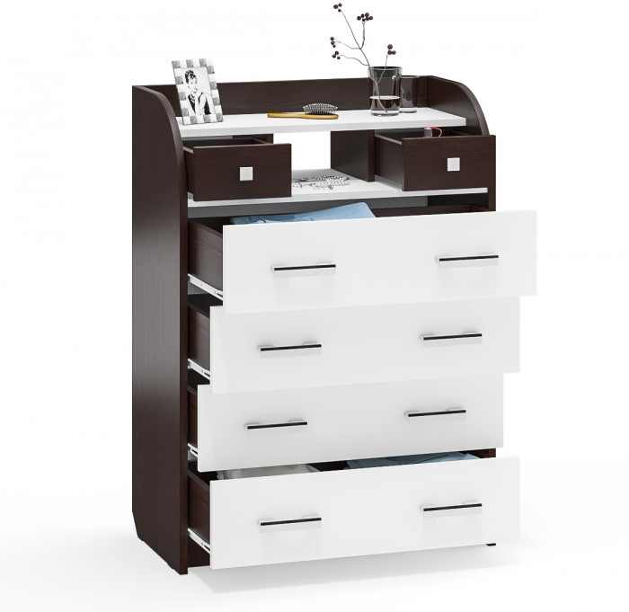 Комод С-МД-К6 (Шесть), венге/белый шагрень