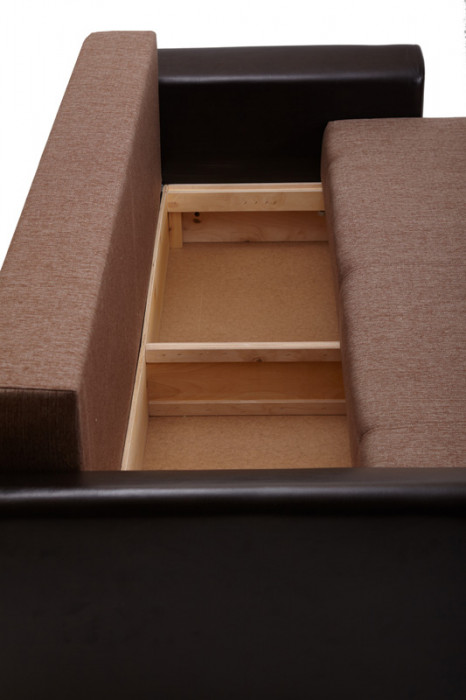 Диван-еврокнижка Амстердам 140, рогожка/экокожа коричневая