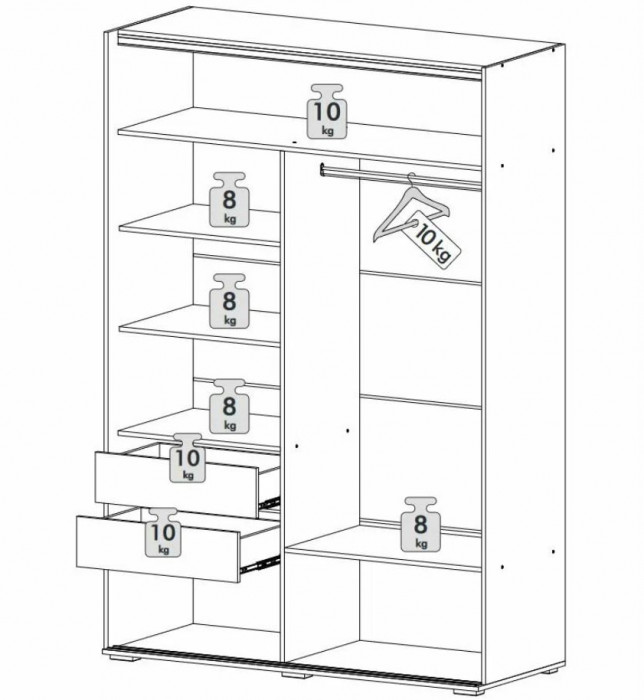 шкаф-купе Оскар 1,5м белый/глянец белый