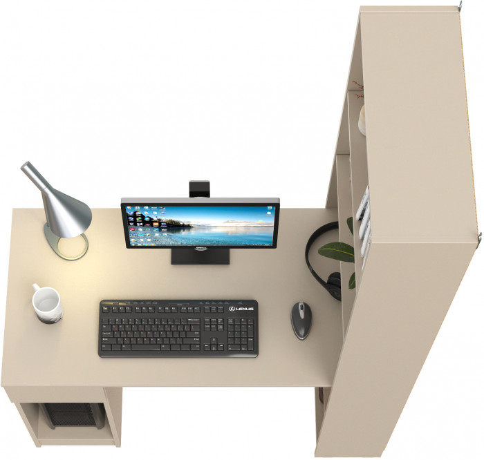 Лайт Шкаф комбинированный 10.01 (письменный стол), сатин