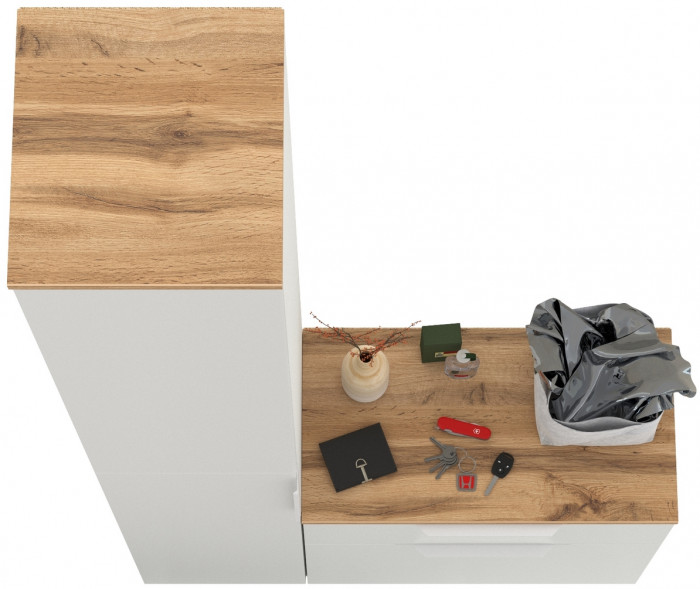 Октава Прихожая 13, белый шагрень/дуб крафт золотой/фасады МДФ белый шагрень