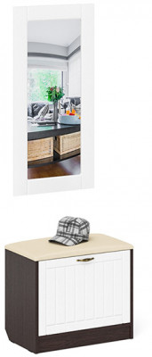 Прихожая П-6 Тумба + Зеркало, венге/фасады МДФ белое дерево фрезеровка прованс