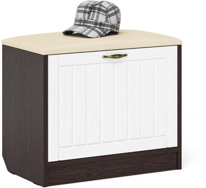 Прихожая П-6 Тумба + Зеркало, венге/фасады МДФ белое дерево фрезеровка прованс