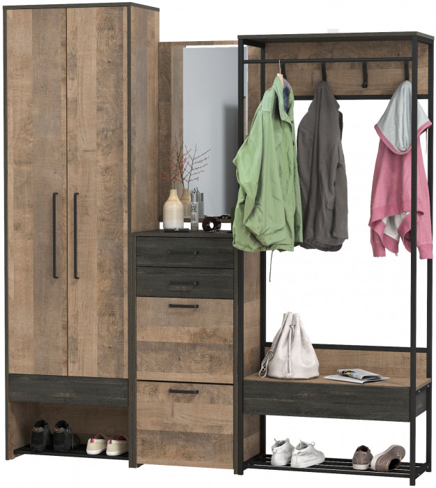 Трувор Прихожая 232, дуб гранж песочный/интра