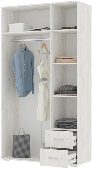 НЕЛЬСОН ШК 01 (СОЛО-1) Шкаф (1.200х2,200х0,500) дуб крафт белый/дуб крафт белый