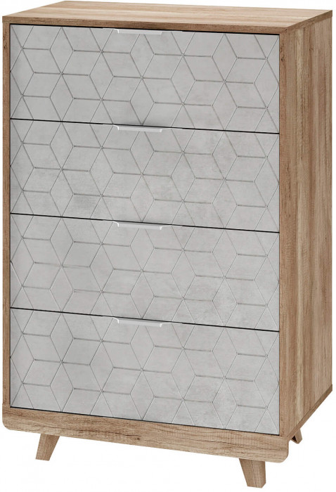 Комод "Мегаполис" КМ-02 Дуб каньон/Ф04 антик серебро