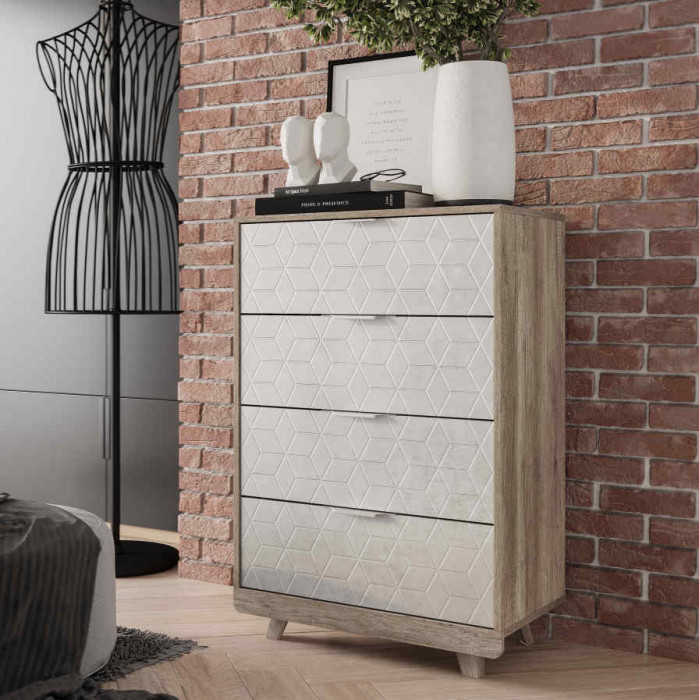 Комод "Мегаполис" КМ-02 Дуб каньон/Ф04 антик серебро