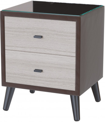 Тумба прикроватная интерьерная Ланс коричневый/мдф сандал белый